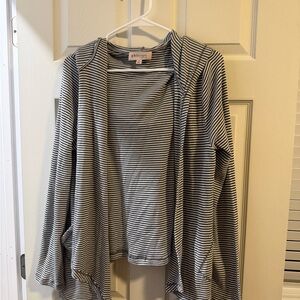 Philosophy Gray and White Striped Top
